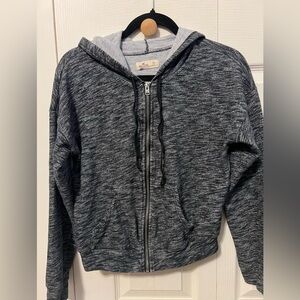 Hollister Black/Gray Heather Zip-Up Hoodie